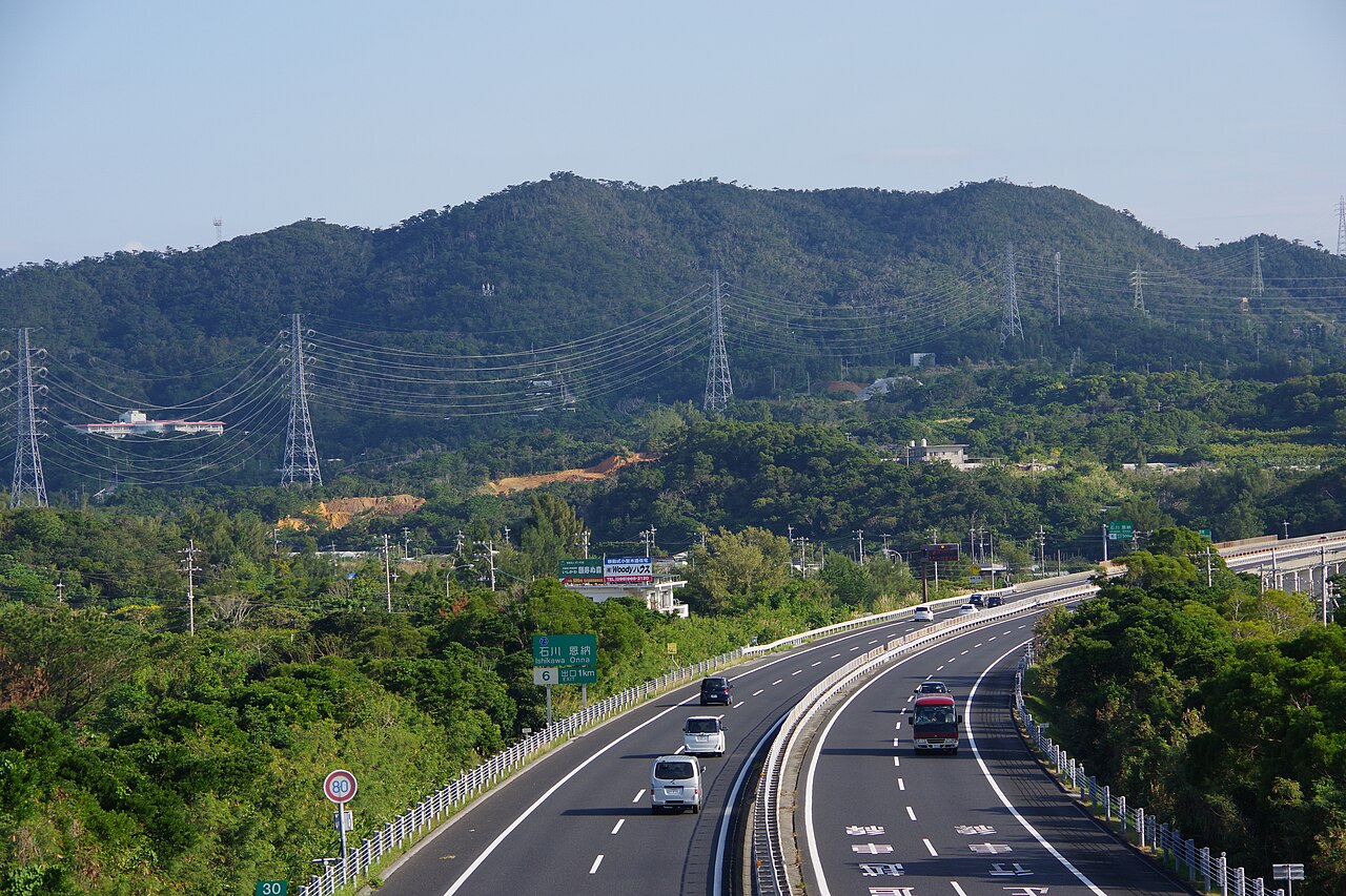 Okinawa Expressway with Mount Ishikawa