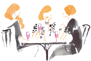 이야기 나누는 사람들과 칵테일 이미지