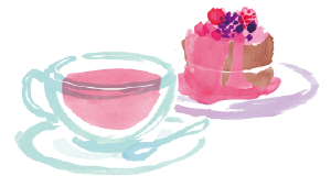 따뜻한 차와 디저트 이미지